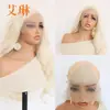 Em Estoque Novo Modelo Peruca Frontal de Renda Feminina Off-White Estilo Europeu e Americano Cabelo Longo Cacheado Peruca de Fibra Sintética de Alta Temperatura Direto do Fabricante
