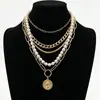 Cadena de Perlas Oceánicas de Venta Caliente Transfronteriza Europea y Americana Cadena para Clavícula de Mujer Colgante de Estrella de Mar y Concha Collar Multicapa Apilable Venta al por Mayor