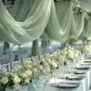 Dropshipping Internacional Cortina de Gaze Branca com Malha Decoração de Cenário para Festa de Casamento ao Ar Livre Fundo Arco de Casamento Cortina