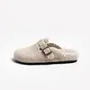 Mules de Lã Estilo Coreano Birkenstock para Mulheres em Estoque, Uso Externo, Novidade Outono e Inverno 2025 Chinelos de Algodão Peludo com Solado Grosso