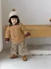 Chaqueta de Algodón Acolchada con Diamantes Retro para Niños de Invierno Abrigo de Algodón con Puños a Cuadros Contrastantes para Bebé Ropa Exterior Holgada para Niñas Otoño Invierno