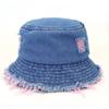 Sombrero de pescador vaquero roto de color para mujer, estilo coreano, informal, combinable, con volantes, protector solar, moderno, para parejas