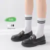 Calcetines Cortos Modernos para Mujer para Primavera y Verano, Calcetines Transpirables y Absorbentes de Sudor a Media Pantorrilla, Unisex Modernos Versátiles Estilo Coreano Doble Raya Estilo Universitario