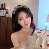 Coroa de Princesa Deslumbrante de Luxo Leve para Festa de Aniversário Faixa de Cabelo Feminina Coroa Banquete de Casamento Elegante Acessórios de Cabelo para Noiva