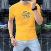 Camiseta de Manga Corta para Hombre con Letras de Pedrería, Estilo Europeo, Algodón Mercerizado, Camisa Fina de Cuello Redondo, Top Transpirable de Marca de Moda, Capa Interior