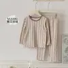 Conejo de Pan 2026 Algodón Peinado Lycra Clase A Dibujos Animados Niñas Ropa de Casa Infantil Set Cuello Redondo Pijama Infantil Otoño