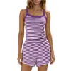 Conjunto de dos piezas de verano 2026 a rayas con tirantes y shorts, transfronterizo europeo y americano para mujer, ropa casual para el hogar, adecuado para usar al aire libre, estilo vacacional