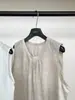 Blusa de Linho Artística Han Xun Estilo Floresta Feminina Sem Mangas Renda Franja na Bainha Modelo Novo Verão 2026 26808