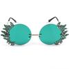 Gafas de sol sin montura de diamantes de colores, gafas de sol de moda transfronterizas, nuevas gafas de sol personalizadas en forma de llama europeas y americanas