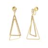 Aretes largos exagerados personalizados de moda popular Triángulo con incrustaciones de diamantes Lujo ligero de alta gama Clip para la oreja de bobina de mosquito sin perforaciones