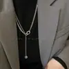 Colar de Corrente em Aço Titânio Feminino Outono e Inverno Design de Alto Padrão Senso de Design Nicho Corrente para Suéter ins Hip-hop Masculino Tendência Acessórios de Corrente para Suéter