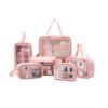 Bolsa de Maquillaje Transparente PVC Bolsa de Viaje para Artículos de Aseo PU Esmerilada Bolsa de Almacenamiento para Baño Natación Set de Seis Piezas de Gran Capacidad Mujeres