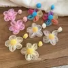Brincos de Flor de Chiffon com Ráfia Agulha de Prata, Frescos e Doces, Brincos de Estilo Nicho com um Toque de Luxo Leve e Sofisticado para Mulheres