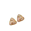 Pendientes de Botón Geométricos Triangulares de Circonita Estilo Simple y Fresco Moda Transfronteriza Europea y Americana Pendiente de Aguja de Plata con Temperamento de Alta Gama para Mujer