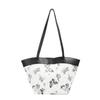 Estilo coreano Moda Borboleta Flor Contraste Cor Grande Capacidade Balde Bolsa 2024 Verão Nova Texto Ombro Mão Sacola
