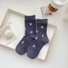 Calcetines para Mujer Calcetines de Algodón de Tubo Medio sin Costuras Calcetines de Estrella de Cinco Puntas Personalizados Combinan con Todo Ins Modernos Estilo Coreano Moda Dongdaemun Medias