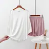 Algodón Transpirable Holgado Casual Ropa de Casa Verano Delgado Talla Grande Mangas de Murciélago Holgadas para Mujer Cuello en V Shorts Conjunto de Dos Piezas