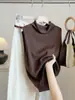 Chaleco de punto sin mangas de cuello alto estilo coreano para mujer, nuevo modelo de principios de otoño, adecuado para usar como prenda exterior, corte ajustado, capa interior, top adelgazante y elegante