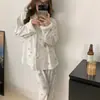 Pijama de Terciopelo de Isla para Mujer, Cárdigan Engrosado Cálido de Otoño e Invierno, Nuevo Conjunto de Ropa de Casa de Alta Gama Estilo Coreano, Se Puede Usar Afuera