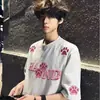 Camiseta Negra Holgada para Hombre, Marca de Moda, Estampado de Letra Personalizado, Bordado de Garra de Gato, Top de Manga Corta, Nuevo Estilo de Verano