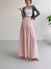 Falda blanca de estilo suave en línea A para mujer, nuevo modelo primavera/verano 2026, de cintura alta, adelgazante, con efecto de caída, falda larga de volantes