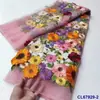 Moda primavera y verano bordado estilo bosque, apliques grandes de hilo de colores bordados a máquina, base de malla de gasa ligera tela de encaje bordado, encaje 3D