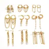 Pendientes de acero de titanio Wanxing europeos y americanos, sensación de lujo ligero y alta gama, clips para orejas de borla de circón para mujer, pendientes de acero inoxidable que no se decoloran al por mayor