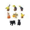 Paisaje en miniatura, figuras creativas y realistas de loro y oso negro, adorables decoraciones de jardín, adornos para manualidades, accesorios para colgar, piezas decorativas pequeñas