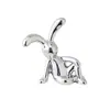 Figura de conejo de orejas largas plateada galvanizada para sala de estar, adecuada para gabinetes de TV, vitrinas de vino, recibidores, decoración del hogar y como accesorio único para coche