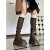 2024 novas botas femininas gordinhas de outono e inverno, mas botas pretas na altura do joelho, botas de perna grossa, botas de pelo