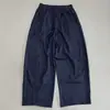 Pantalones de Pierna Recta Elásticos en la Cintura Estilo Perezoso, Mezclilla Sintética, Estilo Delgado, Para Mujer Primavera y Verano, Corte Holgado, Adelgazantes, Versátiles Casuales, Azul Oscuro