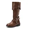 Deseo Suministro de Exportación Hebilla de Cinturón con Puño Botas de Chimenea Botas Casuales de Caña Alta y Tacón Bajo Botas de Motocicleta 40-48 Botas de Talla Grande