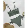 Amazon 2026 Nuevo Bikini Sexy de Encaje de Color Sólido Europeo y Americano Traje de Baño de Dos Piezas Ropa de Baño para Mujer de Playa y Aguas Termales