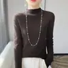 2026 Ropa Interior de Punto de Manga Larga con Medio Cuello Alto para Mujer, Estilo Nuevo de Otoño e Invierno Transfronterizo, Ajuste Delgado, Estilo Coreano