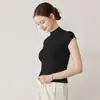 Lavable a máquinaHilo Yangzi alemán Lana Merino Cuello redondo Sin mangas Versátil Top de punto para mujer