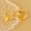 Europa y Estados Unidos simple transfronterizo estilo INS oro de 18k multicapa soldada anillo aretes aretes temperamento femenino joyería de acero inoxidable mujeres