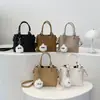 Bolsa de balde feminina, novo modelo transfronteiriço, bolsa de ombro simples com padrão lichia, versão coreana, textura de couro macio, bolsa de mão e bolsa transversal
