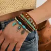 Set de 5 Piezas de Cuentas de Madera Nuevas, Turquesa de Arcilla Suave, Pulseras de Terciopelo Coreano para Hombres y Mujeres, Adecuado para el Uso Diario para Hombres y Mujeres
