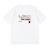 Nueva camiseta holgada clásica de manga corta con cuello redondo y estampado de conejo travieso de algodón de 230 g para mujer, con hombros ligeramente caídos.