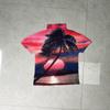 Miyake Moda Estampada Plissada Mais Vendida Blusa Feminina Fina Gola Alta Manga Curta Verão Nova Temperamento Camiseta Fashion