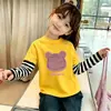 Top de Algodón Falso de Dos Piezas para Niños Grandes Ropa Linda de Otoño para Niños Camiseta de Moda para Niñas Manga Larga Primavera y Otoño Nuevo Estilo Camiseta de Moda
