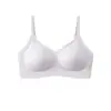 Camiseta branca feminina de seda de amoreira e modal, sem costura, na cor da pele, não transparente, confortável, invisível, com bojo fixo, novo sutiã