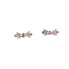 Pendientes de botón con lazo de lujo cruzado súper brillantes de venta caliente, moda, pequeños, exquisitos, de circonita, simples, versátiles para el día a día