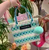 Momoshine Cesta de Vegetais Tecida à Mão de Celebridade da Internet Tailandesa de Verão Grande Capacidade Portátil Bolsa de Ombro Feminina para Praia