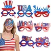 Decorações para o Dia da Independência Americana, Óculos, Fantasias para Festa Nacional, Adereços para Fotos, Armações de Óculos com Estrelas e Bandeira Vermelha, Branca e Azul