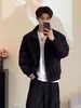 Chamarra bomber retro americana con cuello alto, moda de primavera/otoño para hombre, corte holgado, casual, estilo corto, chamarra de trabajo versátil