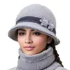 Chapéu de tricô feminino de inverno para mães de meia-idade e idosas, chapéu quente com forro de fleece, chapéu com aba espessa para clima frio