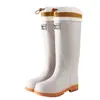 Botas de Lluvia Impermeables Antideslizantes de Caña Alta para Mujer Transfronterizas, Estilo de Ropa Exterior de Moda, Botas de Lluvia con Forro de Polar, Botas de Agua para Día Lluvioso, Zapatos Largos de Goma