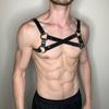 Cinturón de cuero negro estilo gótico transfronterizo para hombre, cinturón de pecho de cuero con cruz punk a la moda, estilo europeo y americano.