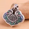 Collar azul de plata de ley 999 para mujer, vintage, plata pura, cierre de seguridad, cierre de plata para bebé, colgante de cierre de longevidad para adulto, cadena para suéter
